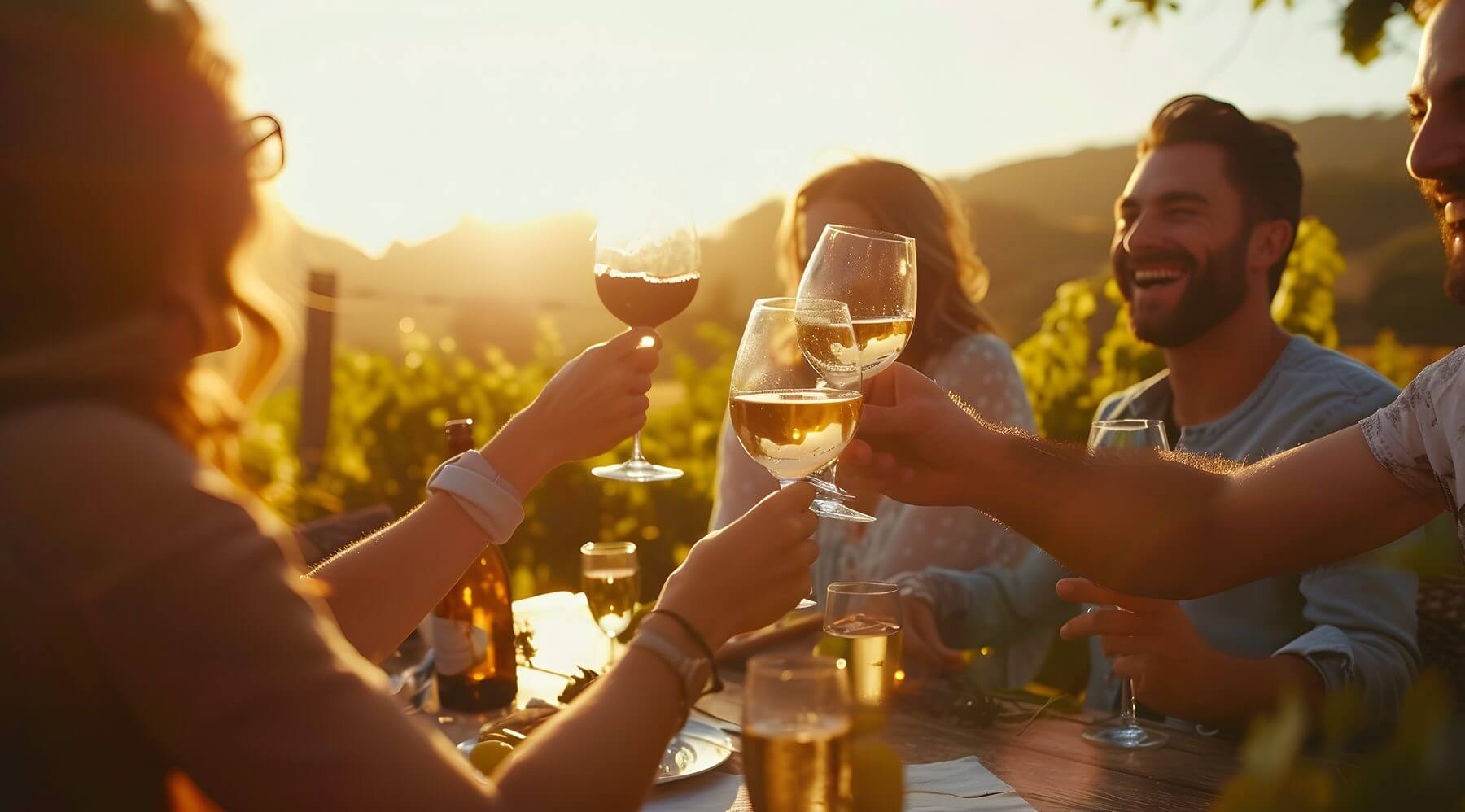 Freunde beim Weintrinken
